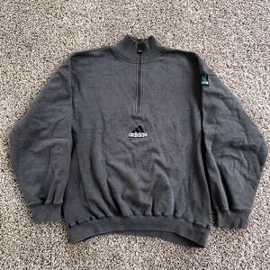 Vintage Adidas Equipment 1/4 Zip Sweatshirt Mens Large Gray Center Logo Pullover